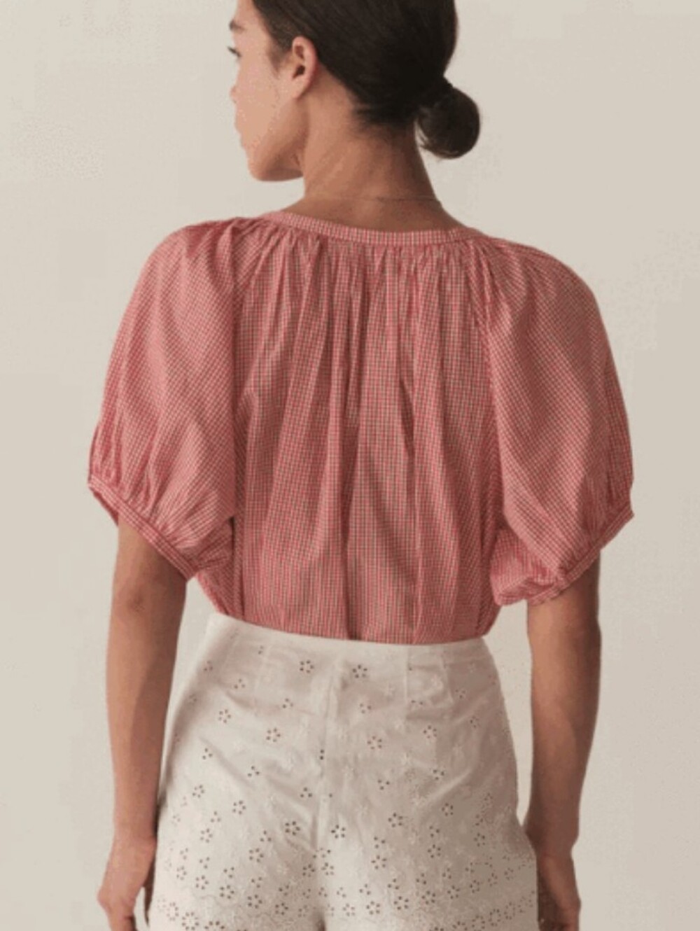 PRICE IS FIRM - Doen June Top Cerise Paris Gingham Medium - Picture 2 of 10